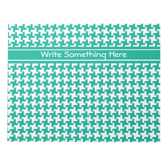 Custom Notepad or Jotter, Emerald Dogtooth Check (Front)