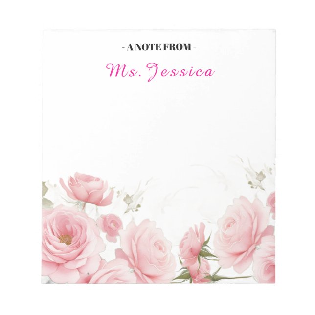 Custom Notepad with Flowers, Floral Personalised (Front)