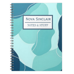 Custom Nova Sinclair Abstract Teal Organic Shapes Notebook