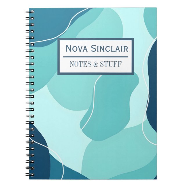 Custom Nova Sinclair Abstract Teal Organic Shapes  Notebook (Front)
