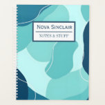 Custom Nova Sinclair Abstract Teal Organic Shapes  Planner<br><div class="desc">Finding a notebook that balances professional sophistication with a modern, artistic flair can be a challenge. Generic office supplies often lack the personal touch needed to inspire daily creativity or maintain an organized mindset. This spiral notebook solves that problem by featuring a high-end, abstract "blob" design in a calming palette...</div>