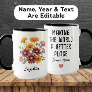 Custom November Birth Flower - Personalised Name Mug