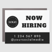 Custom Now Hiring Business Logo Text Magnetic Sign (Front)