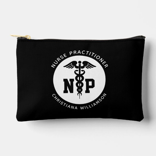 Custom NP Nurse Practitioner Graduation Caduceus Accessory Pouch (Front)