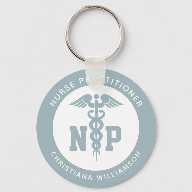 Custom NP Nurse Practitioner Graduation Caduceus Key Ring (Front)