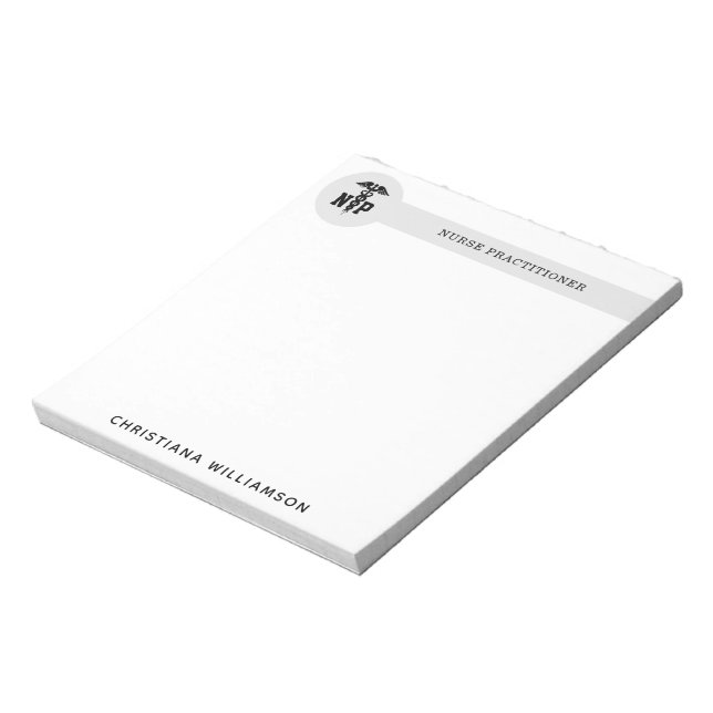 Custom NP Nurse Practitioner Graduation Caduceus Notepad (Rotated)