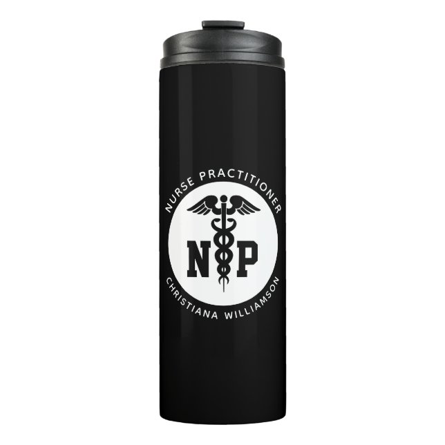 Custom NP Nurse Practitioner Graduation Caduceus Thermal Tumbler (Front)
