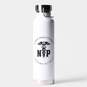 Custom NP Nurse Practitioner Graduation Caduceus Water Bottle