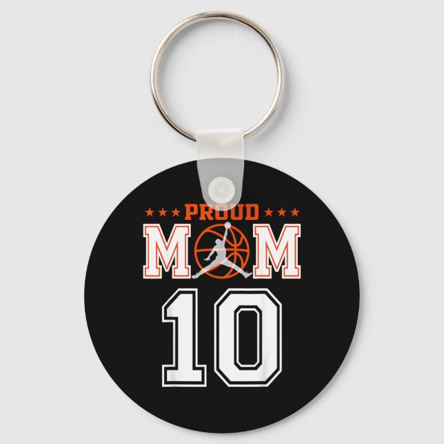 Custom Number 10 Proud Basball Mum Personalised Key Ring (Front)