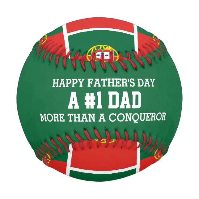 Custom NUMBER 1 DAD Fathers Day PORTUGAL Flag Baseball (Front)