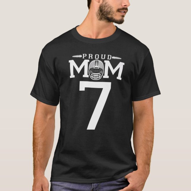 Custom Number 7 Proud Football Mum Personalised Fo T-Shirt (Front)