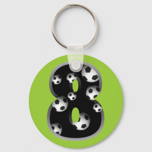 Custom Number 8 Soccer Keychain