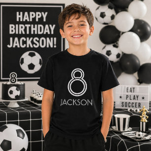 Custom Number and Name Black and White Birthday T-Shirt