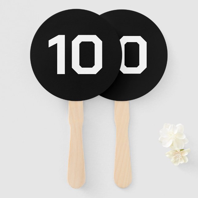 Custom Number | Black white Event Game Score  Hand Fan (Front and Back)