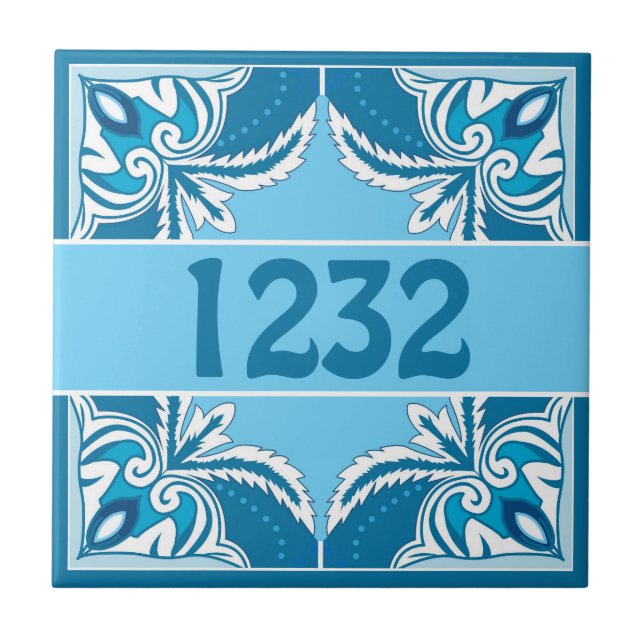 Custom number Blue and white Porto Azulejos, Ceram Ceramic Tile (Front)