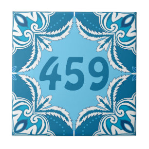 Custom number Blue and white Porto Azulejos, Ceramic Tile