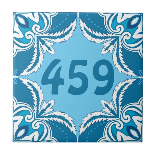 Custom number Blue and white Porto Azulejos, Ceramic Tile (Front)