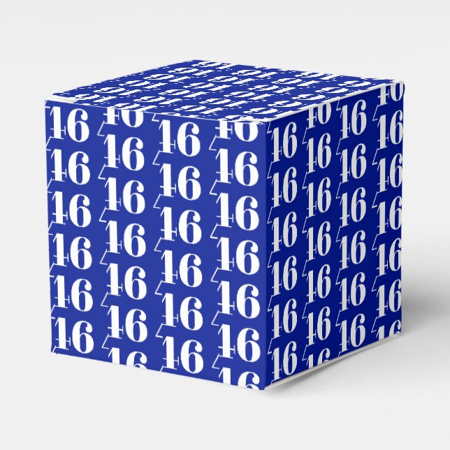 Custom Number Cobalt blue Initial monogram gift Favour Box (Front Side)