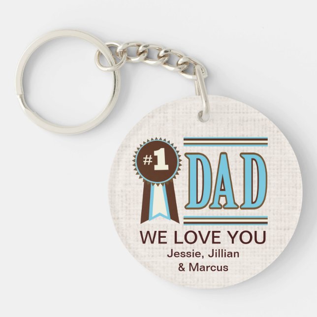 Custom Number One Dad's Father's Day Keychain (Front)