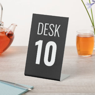 Custom number pedestal sign for business desk