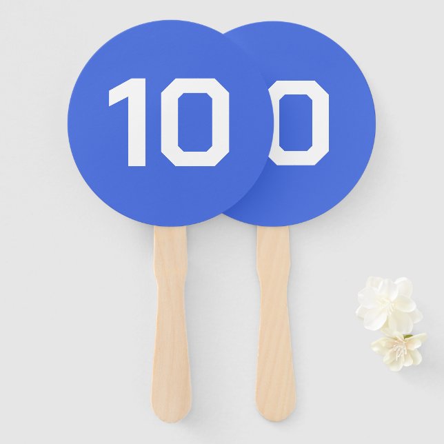 Custom Number | Royal Blue Event Game Score  Hand Fan (Front and Back)