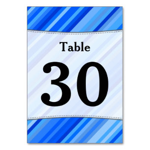 Custom Number; Stripes of Blue Pattern Table Card