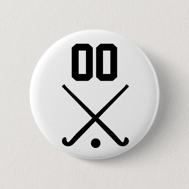 Custom Number Team Field Hockey 6 Cm Round Badge (Front)