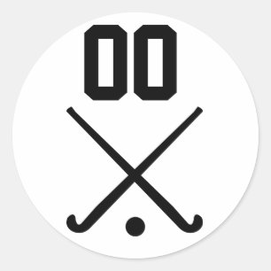 Custom Number Team Field Hockey Classic Round Sticker