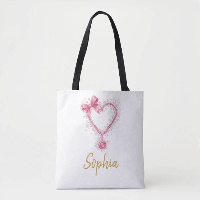 Custom Nurse Appreciation Gift Tote with Name Bag (Front)