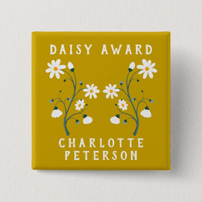 Custom Nurse Daisy Award 15 Cm Square Badge (Front)