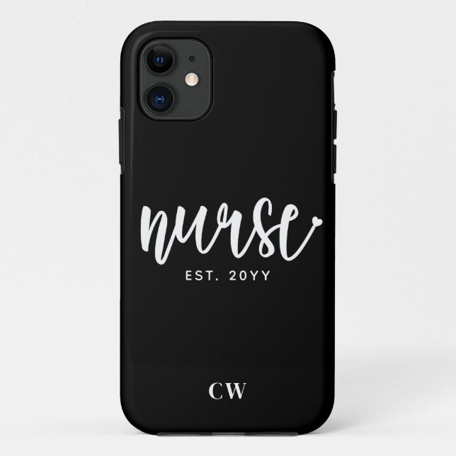Custom Nurse Est Typography Nurse RN graduation Case-Mate iPhone Case (Back)