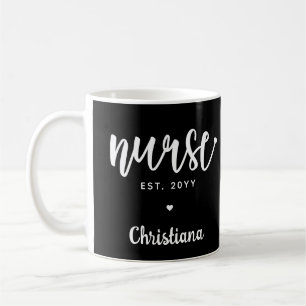 Custom Nurse Est Typography Nurse RN graduation Coffee Mug