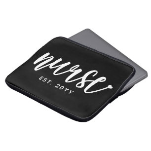 Custom Nurse Est Typography Nurse RN graduation Laptop Sleeve