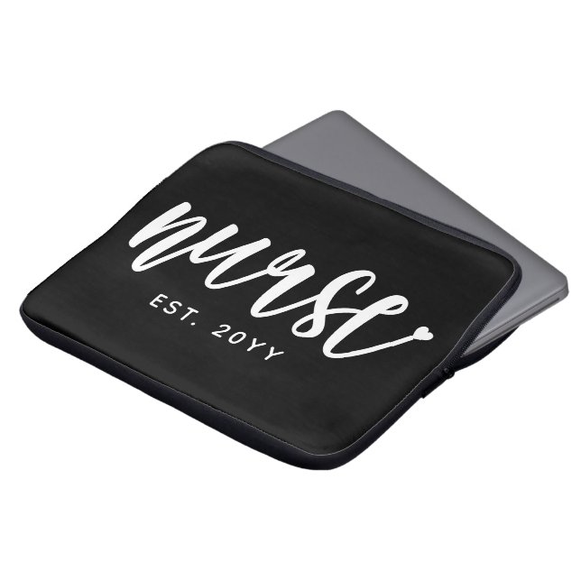 Custom Nurse Est Typography Nurse RN graduation Laptop Sleeve (Front Top)