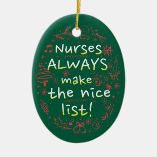 Custom Nurse Nice List Funny Christmas Ceramic Ornament