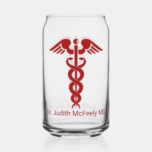 Custom Nurse or Doctor Caduceus Can Glass