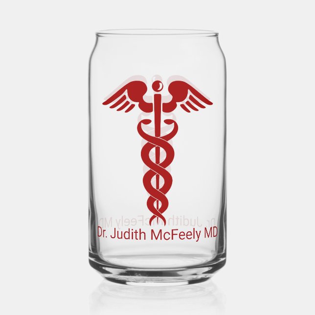 Custom Nurse or Doctor Caduceus Can Glass (Front)