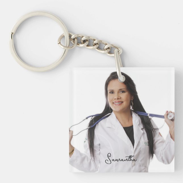 Custom Nurse Photo and Name Personalised Keychain (Front)