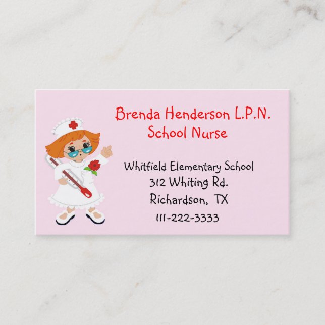 Custom Nurse Pink Business Card (Front)