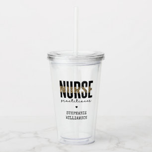 Custom Nurse Practitioner NP cheetah Graduation Acrylic Tumbler