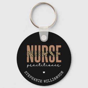 Custom Nurse Practitioner NP cheetah Graduation Key Ring