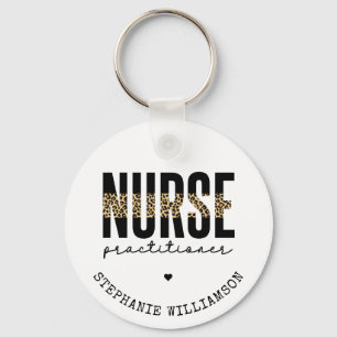 Custom Nurse Practitioner NP cheetah Graduation Key Ring
