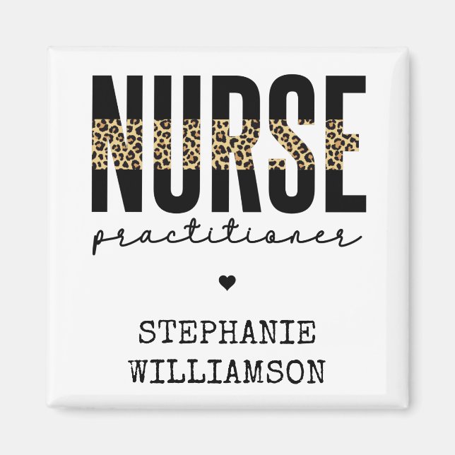 Custom Nurse Practitioner NP cheetah Graduation Magnet (Front)