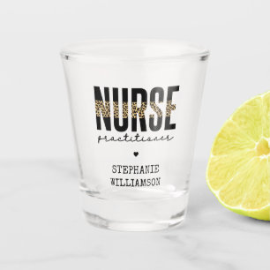 Custom Nurse Practitioner NP cheetah Graduation Shot Glass