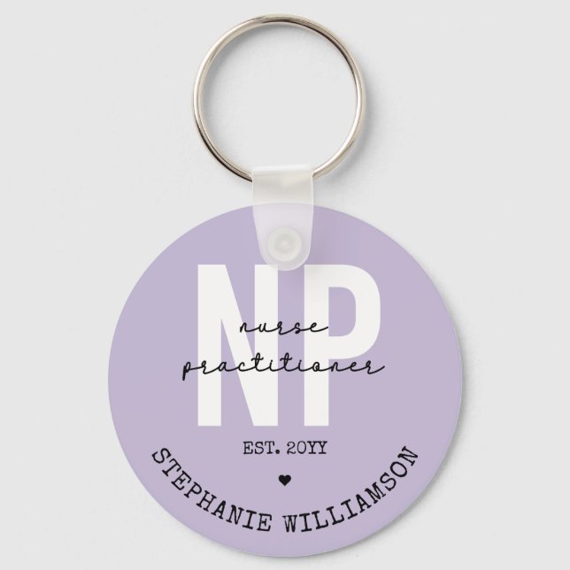 Custom Nurse Practitioner NP Graduation Gift Key Ring (Front)