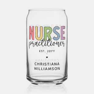 Custom Nurse Practitioner NP Nurse Graduation Can Glass