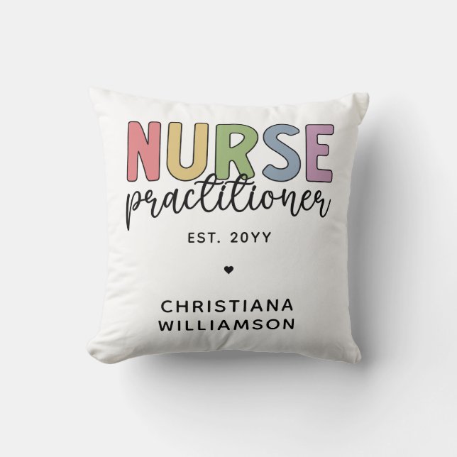 Custom Nurse Practitioner NP Nurse Graduation Cushion (Front)