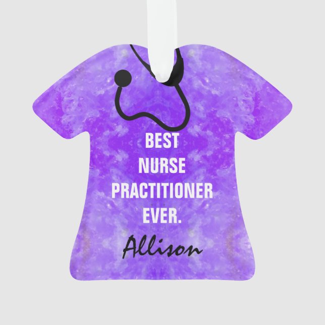 Custom Nurse Practitioner Scrub Top Stethoscope Ornament (Back)