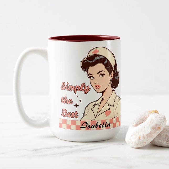 Custom Nurse Simply the Best Two-Tone Coffee Mug (With Donut)
