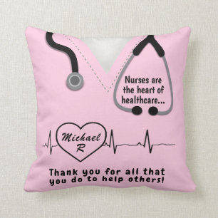 Custom Nurse Thank You Add Name Throw Pillow